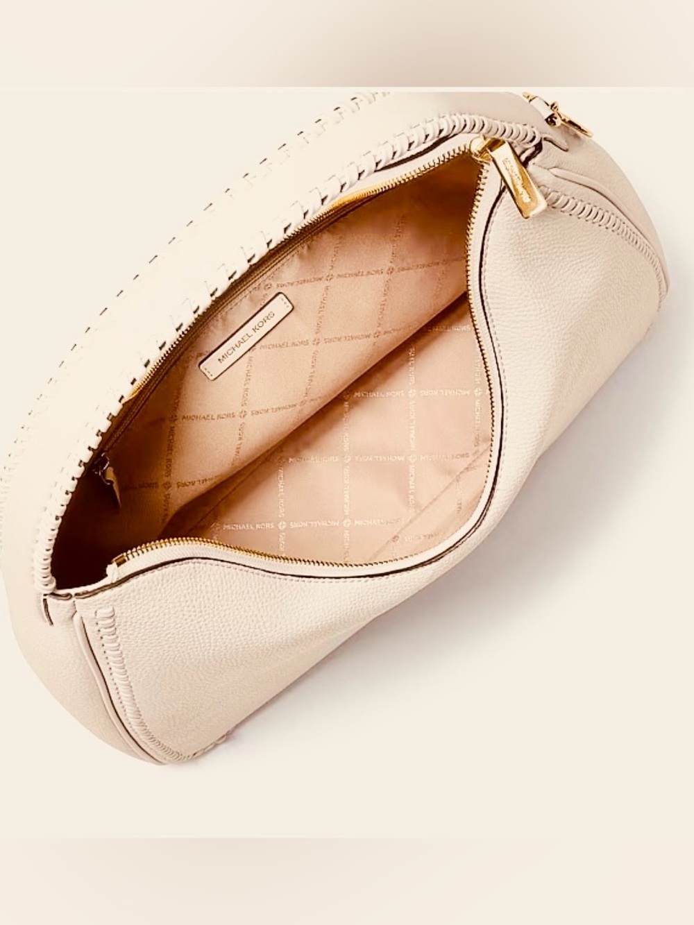 MICHAEL KORS NWT (NAYLA) MEDIUM Pebbled Leather Shoulder Bag Color/Light Cream. - Picture 7 of 7